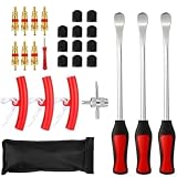 Pumixiy Lot de 27 outils de démontage de pneus - Levier de pneu de voiture et levier de pneu de vélo avec clé à noyau de valve, protecteurs de jante, noyaux en bronze - Antidérapant