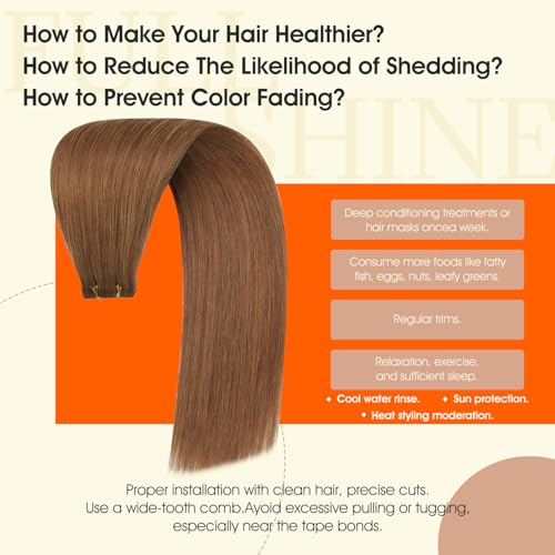 Image of Full Shine Seamless Tape in Hair Extensions Human Hair,330 Ginger,18Inch 50G 20Pcs,Injected Invisible Tape in Extensions for Thin Hair,Natural Volume And Length,Lightweight