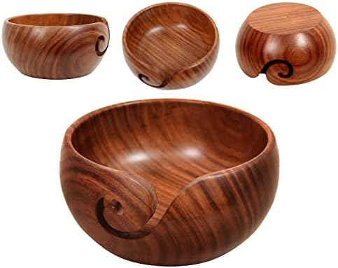 Humaira Nautical Wooden Yarn Bowl Knitting Bowl Large Crochet Yarn Holder Handmade Crocheting Accessories and Supplies Organizer
