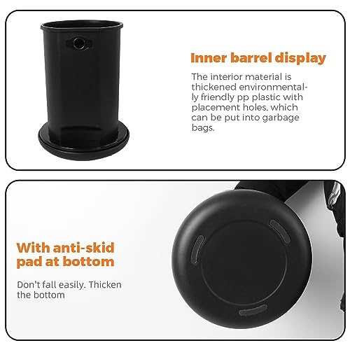 Caneca de basura negra de acero inoxidable 10L miniatura 6