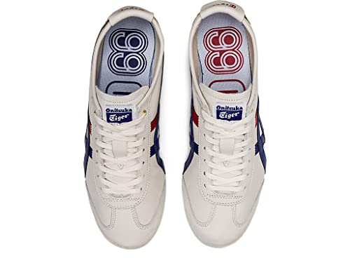 Onitsuka Tiger Tênis feminino México 66 1182A007, Branco/Azul escuro, 8.5 Women/7 Men