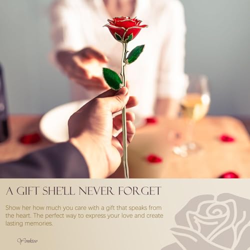 Yonktoo 24K Gold Dipped Real Rose with Stand, Preserved Keepsake - Red by Yonktoo - Used condition - Image 3