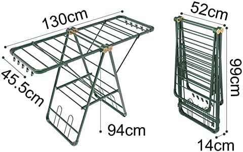 Foldable Clothes Drying Rack Foldable Portable Space Saving Clothes Drying Rack, Aluminium Drying Rack, Adjustable Height with Spread Wings, for Laundry, Bathroom, Balcony