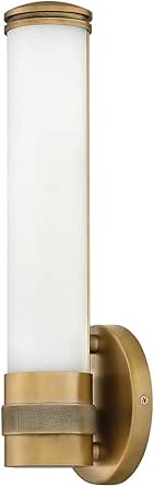 Hinkley Remi 5070CR Medium Integrated LED 16W Bathroom Vanity Sconce, Etched White Glass, Mid-Century Modern, ADA Compliant, Champagne Bronze