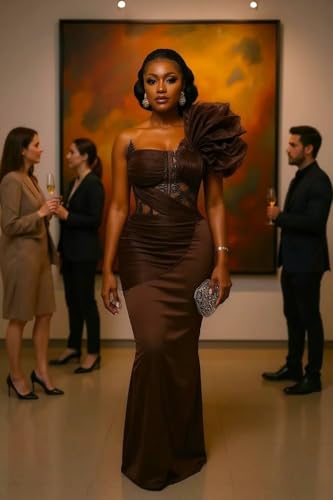 Elegant Satin Evening Dresses for Women One Shoulder African Formal Gown2