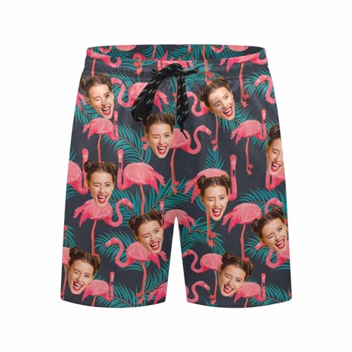 Custom Face Swim Trunks Men Personalized Funny Photo Print Tropical Flower Swim Trunks Shorts Birthday Gifts for Him3