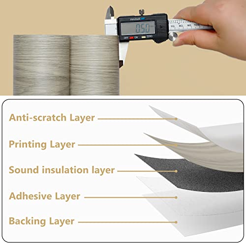 WIFEA Vinyl Flooring Roll 23.6X 118"/19 Sq.Ft, Wood Grain Self Adhesive Vinyl Floor Tiles Wear-Resistant and Waterproof Vinyl Plank Flooring for Bedroom Living Room Office Balcony RV, Gray Chestnut