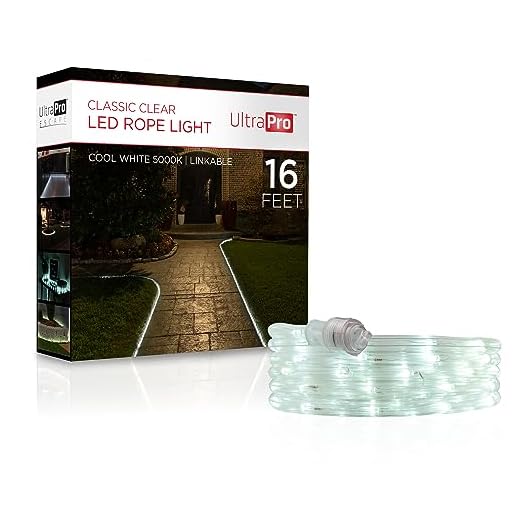 UltraPro Escape LED Rope Lights, Cool White 5000K, Indoor or Outdoor, 16ft, Linkable, Perfect for Deck, Garden, Patio, Landscape Lighting, Camping, Bedroom Décor, Waterproof, String Lights, 54842