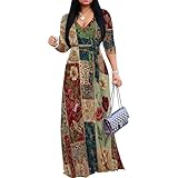 Women Plus Size Maxi Dress Red Green Church Fall...