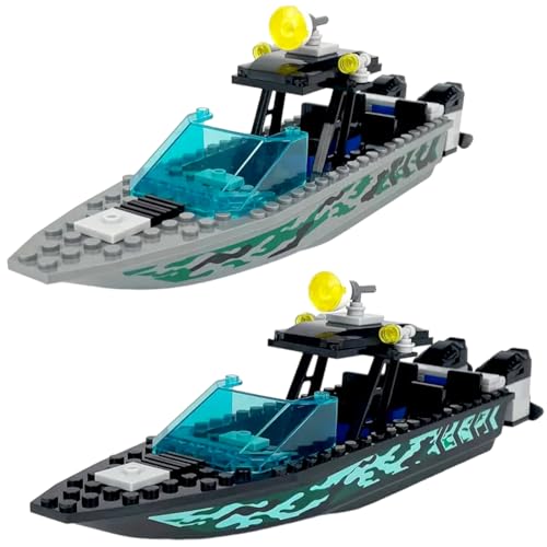 podafu City Coast Guard Boat and Ships Building Blocks Sets, Police Boat, Rescue Boat, Guard Boat, Patrol Boats, Fishing Boat and Rescure Helicopter, Fun Gifts for Boys and Girls (Speed Boat)