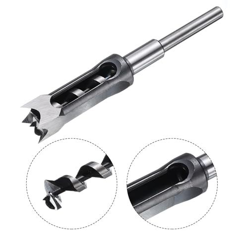 uxcell 2pcs Square Hole Drill Bit 25mm(1\") High Carbon Steel Hollow Mortiser Auger for Woodworking Carpentry Mortise Tenon Machine