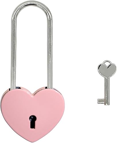 1 candado en forma de corazón, lindo candado de amor con llave para pequeñas cajas de joyería de madera, maleta, gabinete, cuaderno o regalo para