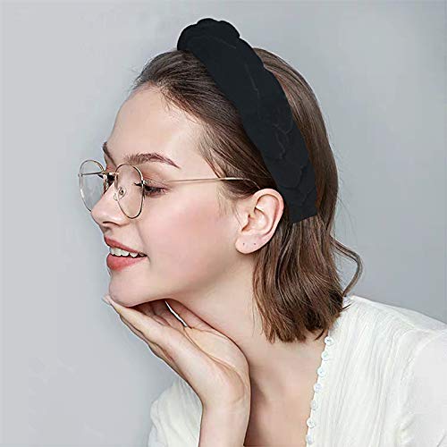 Rinvee Headbands For Women Velvet Braided Headbands Fashion Hairband Criss Cross Hair Accessories, Black And Army Green #TOP5