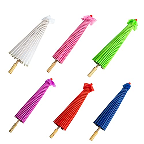 Thy Collectibles Set Of 6 33" Japanese Chinese Umbrella Parasol For Wedding Parties, Photography, Costumes, Cosplay, Decoration - 6 Assorted Colors #TOP1