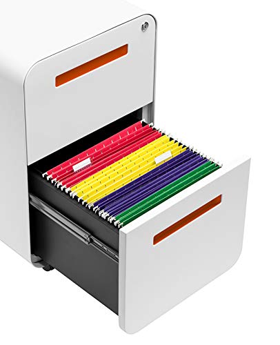 Laura Davidson Furniture Stockpile 2-Drawer Modern Mobile File Cabinet For Home Office Commercial-Grade One Size, White/Orange #TOP5