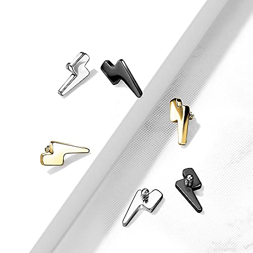 Pierced Owl - 14GA G23 Implant Grade Titanium Flat Lightning Bolt Internally Threaded Dermal Anchor Top3