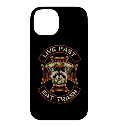 "Live Fast Eat Trash" Raccoon Trashpanda Lowbrow Retro Biker �X�}�z�P�[�X iPhone 14 �p