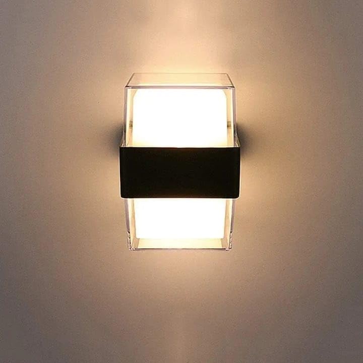 Image of blissbells Modern 10W LED Wall Light | Black Square Wall Lamp with Warm White Up-Down Glow for Living Room, Bedroom & Home Decor