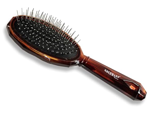 Kochmann Haarbürste ohne mit Ziepen für Damen, Herren und Kinder – Entwirrbürste für Locken und lange Haare, sanfte Pflege für geschmeidiges Haar (Braun-ohne-Ziepen 1Stück)