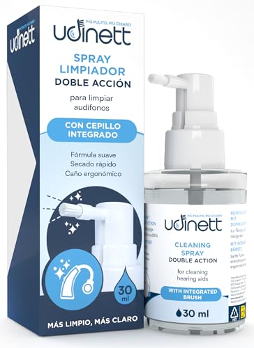 Spray Limpiador de Audífonos de 30ml con Cepillo Integrado Udinett Sanitizante para Auriculares Bluetooth Fórmula Delicada Sin Alcohol Elimina el Cerumen y la Suciedad
