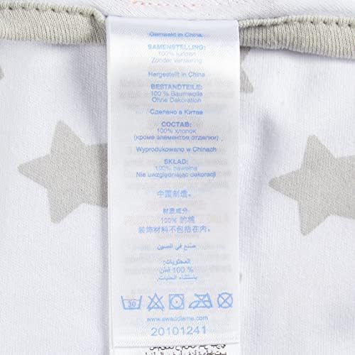 Summer Infant SwaddleMe Baby Wrap Blanket | Easy to Use, Hook & Loop Closure, 100% Soft Cotton with .5 TOG, Machine Washable | Grey Star Swaddle, 3-6 Months