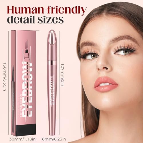 Microblading Eyebrow Pen, 2026 New 4-Tip 3D Eyebrow Pencil, Waterproof Long-Lasting Fine Stroke Contouring Pen, Premium Natural Brow Makeup for All-Day Wear (Dark Coffee) - 5