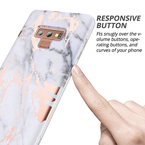 Suritch For Samsung Galaxy Note 9 Marble Case, [Built-In Screen Protector] Natural Marble Full-Body Protection Shockproof Rugged Bumper Protective Cover For Galaxy Note 9 6.4 Inch (Gold Marble) #TOP4