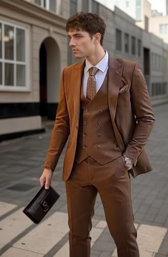 Mens 3 Piece Suit Slim Fit，Double Breasted Suit Men Big and Tall Mens Tuxedo Suits Set for Party Wedding Business3