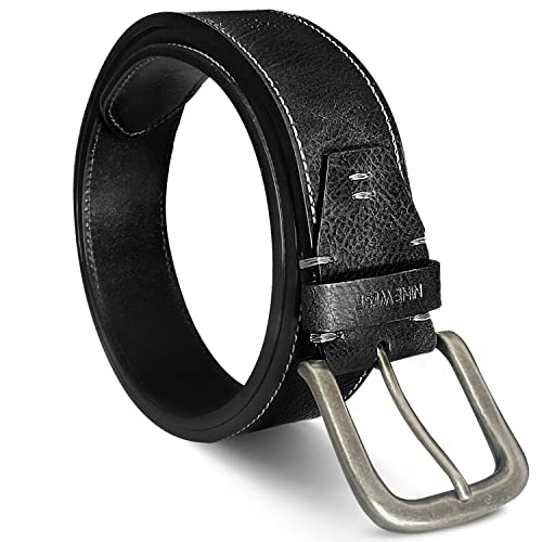 Nine West Mens Belt Vegan Leather Regular Dress Casual Everyday Belt 38mm Wide, Hamburg Black Belt Designed in the USA, S