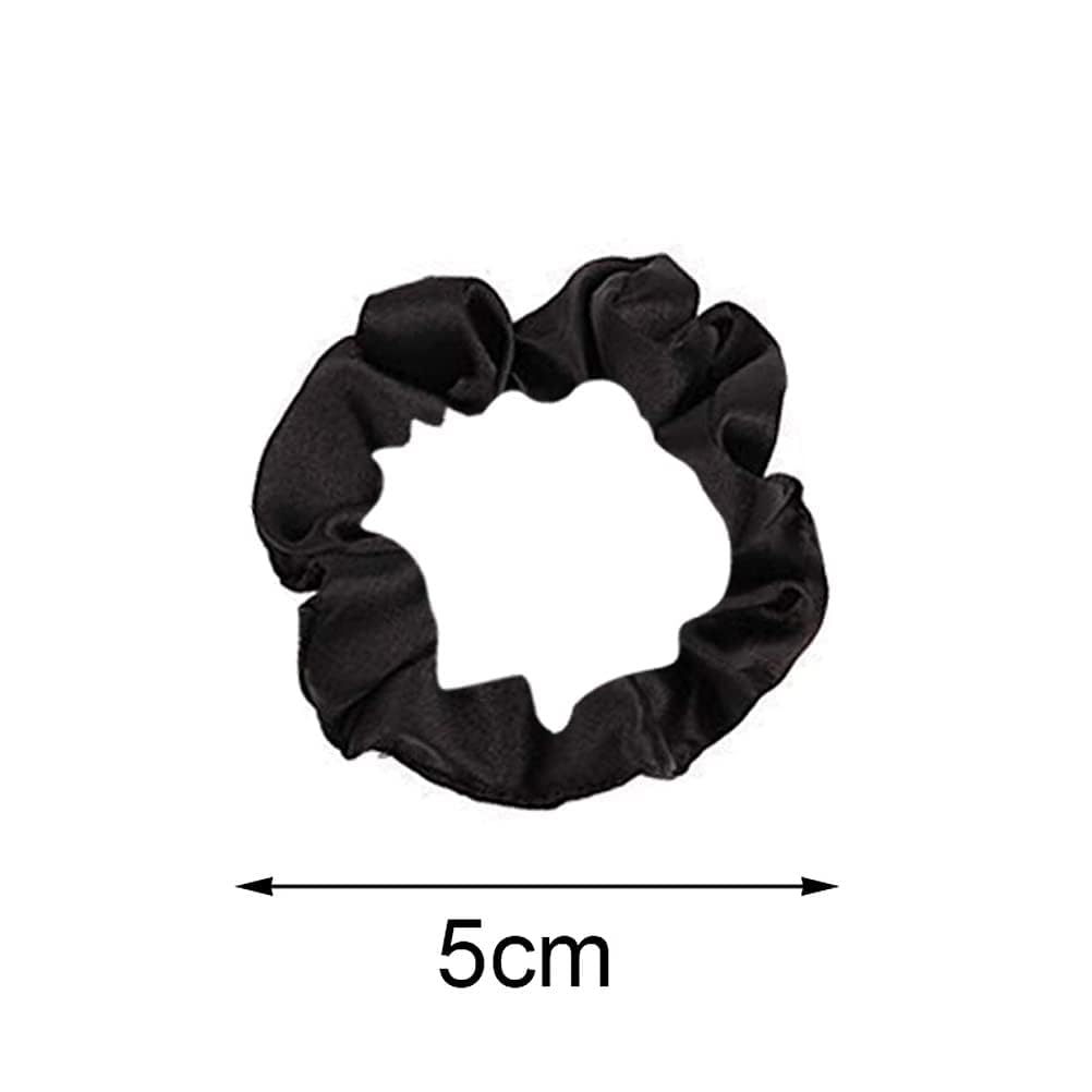 12Pcs Satin Hair Scrunchies, Black Scrunchies Hair Ties Elastic Hair Bands Ponytail Holder Hair Accessories Valentines Day Gifts for Wife