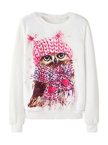 YICHUN Femme Fille Tops T-Shirts Tee-Shirt Court Sweaters Sweat-Shirts Pulls Blouse Pull-Overs Jumpers Camisole (M, Hibou 10#) Cover