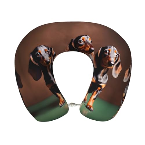 Almohada de viaje con diseño de perro salchicha miniatura 1