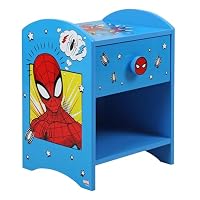 Spider-Man Nachttisch, stabile Holzwerkstoff-Konstruktion mit 2-stöckigem Design für reichlich Stauraum, kleiner Beistelltisch mit Schublade und Ablagefach für Kinderzimmer