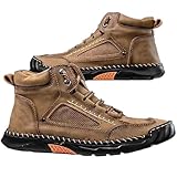 Sawbehind Mens Wide Leather Shoes for Hiking Working, Saw behind Men's Comfortable Handmade Boots–Waterproof, Arch Support, Spacious Toe Box, Non-Slip,Lightweight Breathable Outdoor Walking (style-a, Adult, Men, 11, Numeric, US Footwear Size System, Wide)