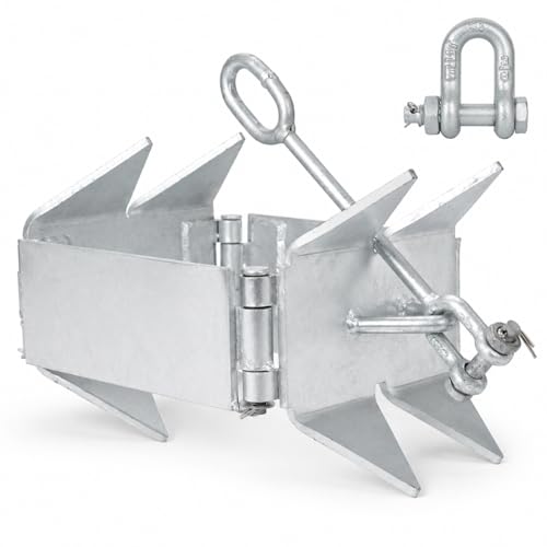FUCNEN Box Boat Anchor 26LBS, Galvanized Folding Boat Anchor, Double Sided Slide Anchor for Pontoon Fishing and Cabin Cruiser