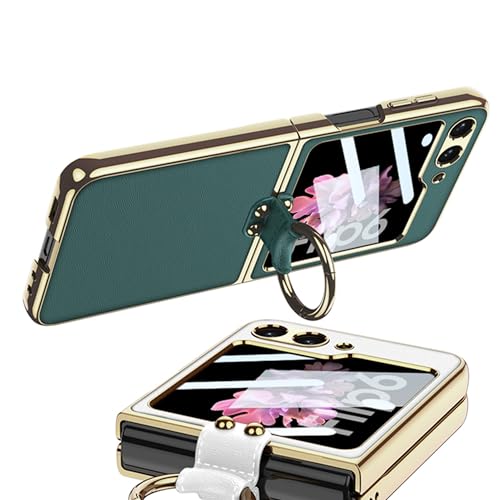 Image of BOUNCEBACK Electroplated Leatherette Case /Cover Ring with Strap for Samsung Galaxy Z Flip 6 / Galaxy Flip 7 FE (2025) Case Cover - (Purple | Faux Leather)