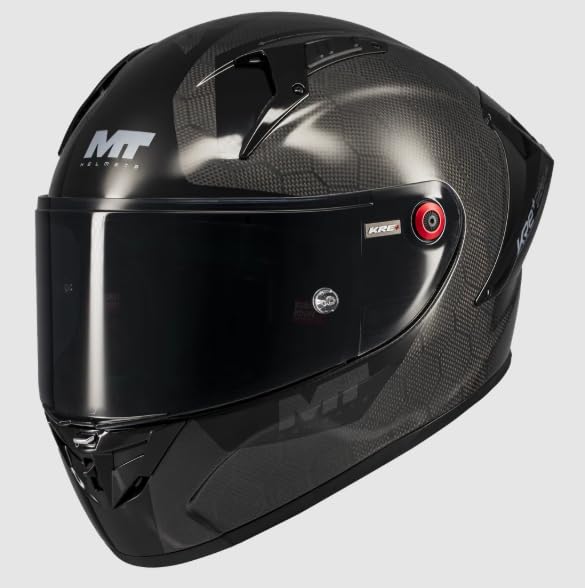 MT Helmets KRE Plus+s Pure 2025 Casco Integral Carbono Negro Brillo Ultraligero y Deportivo Homologación F.I.M. 22.06 Alta Seguridad y Ventilación Avanzada (M 57/58)