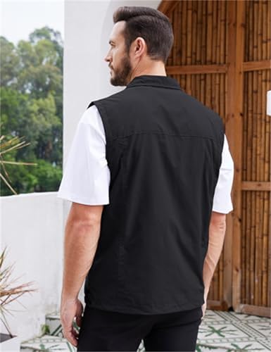 Men's Lightweight Quick Dry Outdoor Multi Pockets Fishing Vest, Casual Utility Zip Reversible Sleeveless Vest Hunting Photo4