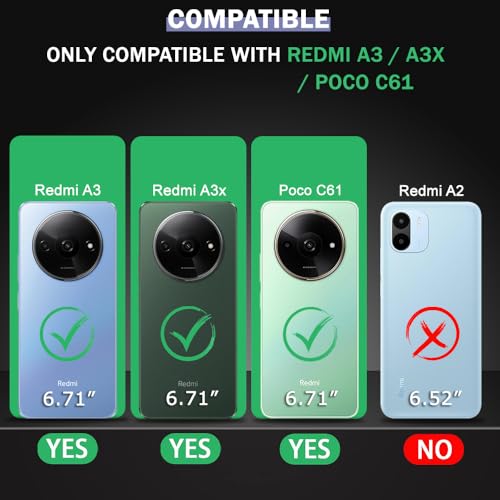Image of AIBEX Compatible for Poco C61 / Redmi A3 Flip Cover Leather Finish with Magnatic Closure | Inside TPU with Card Pockets | Wallet Stand | Complete Protection Flip Case -Black