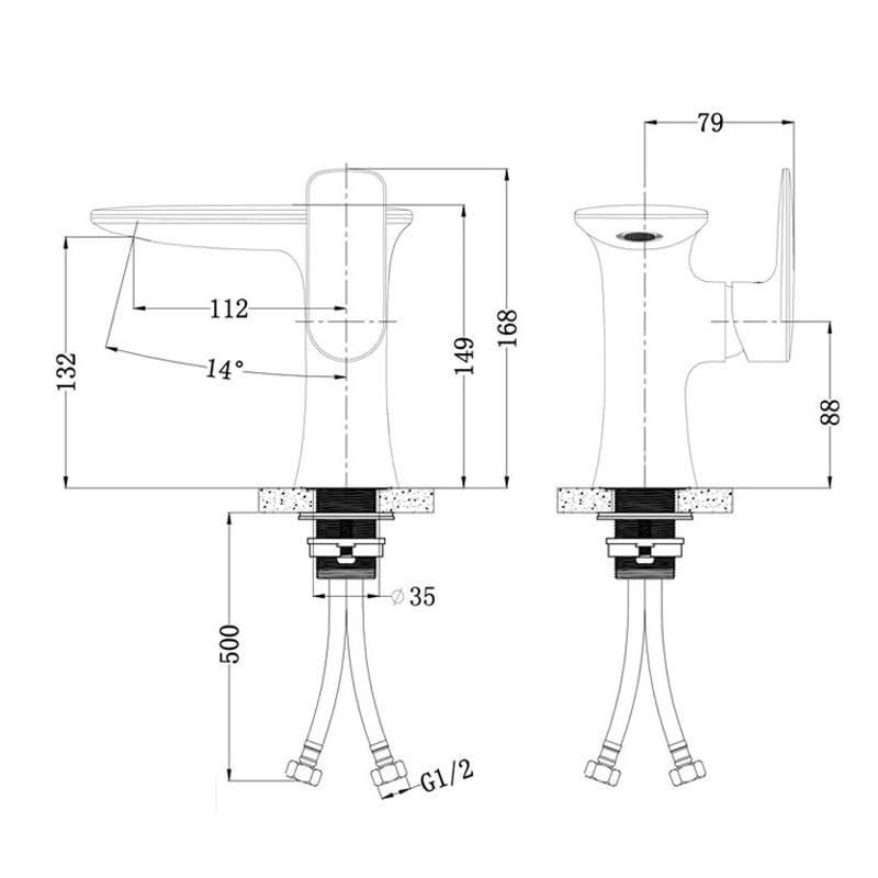 Robinet de lavabo tout en cuivre mitigeur de table eau chaude froide - 5