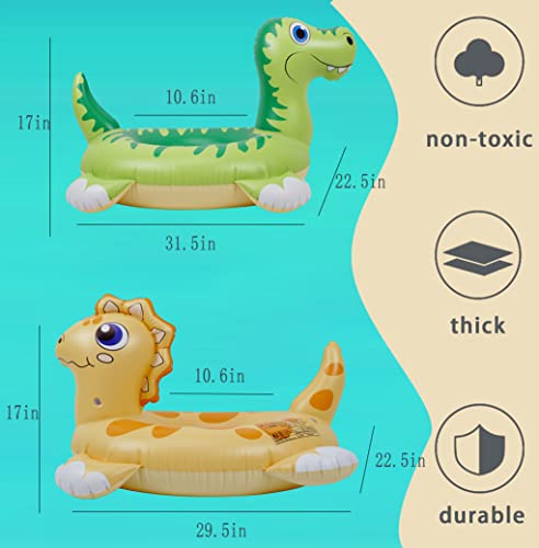 Zq Dinosaur Pool Floats Kids 2 Pack Pool Tube Floats For Swimming Pool, Inflatable Kids Pool Floaties Pool Rafts Swim Rings Inner Tubes For Pool Party, T-Rex And Triceratop Floaties #TOP2