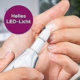 Beurer MP 41 Maniküre-/ Pediküreset, elektrische Nagelfeile mit 7 Aufsätzen, helles LED Licht, Nagelfräser für gepflegte Nägel, mit Aufbewahrungstasche, Nagelpflege für Hände und Füße, Weiß