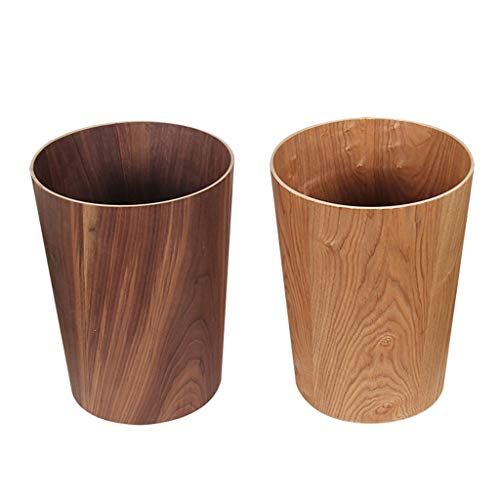 Vuilnisbakken Niet-overdekte houten vuilnisbak met grote opening eenvoudige ronde vatvormige afvalpapier mand Woonkamer… - Image 4