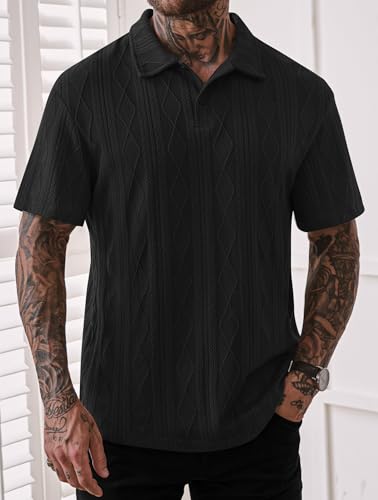 Camisa Polo para Hombre Herberton Texturizada de Punto, Ajuste Suelto, Casual, Manga Corta, Verano (Tallas S a XXL) miniatura 3