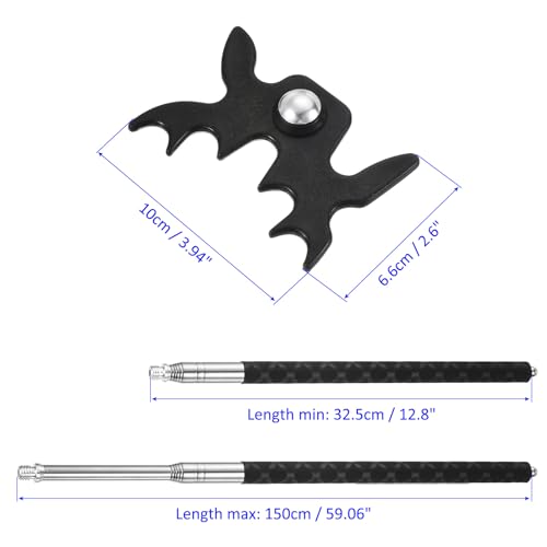 M METERXITY Retractable Billiards Cue Stick Bridge with Detachable Plastic Bridge Head - Silicone Handle Billiards Table Accessory, Apply to Party/Club/Home Black - Thumbnail 3