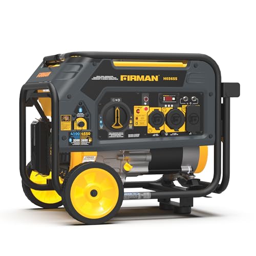 FIRMAN H03655 Dual Fuel Portable Generator, 4550W/3650W Recoil Start, CO Alert, 208cc Engine,14 Hrs Runtime, 5-Gallon Tank, RV Ready, Quiet 67dB, Ideal for Home Backup, Camping or Events