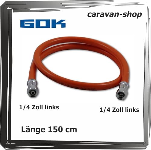 Gasschlauch 2 x 1/4 Zoll links 150cm 1,5m Propan Flüssiggas GOK Caravan Wohnmobil