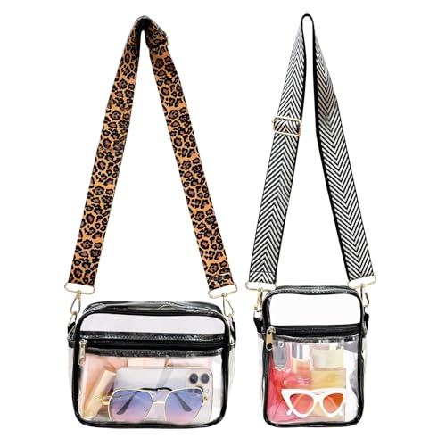 2 Pack Clear Crossbody Bag for Women，Small Clear Purse for women Stadium Cross Body