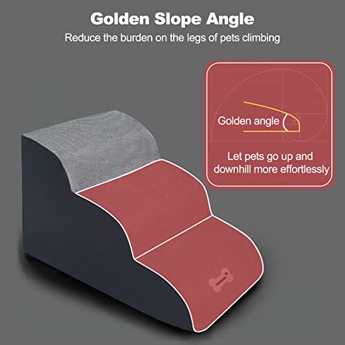 Galatée Scale Per Animali Domestici, Rampa Per Animali Domestici Rimovibile Lavabile, Gradini Per Cani In Schiuma Ad Alta Densità 3 Livelli Scala Per Animali Domestici（Grigio） - 3