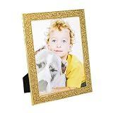 Shienfir Marco de fotos de cumpleaños de lujo con borde brillante para boda, graduación, antideslizante, montaje en mesa o pared, protección de fotos 5/6/7, dorado, 7 pulgadas